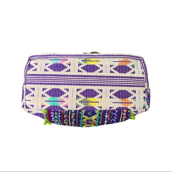 Purple/Lime Tote Bag w/ pom pom - Picture 3 of 5